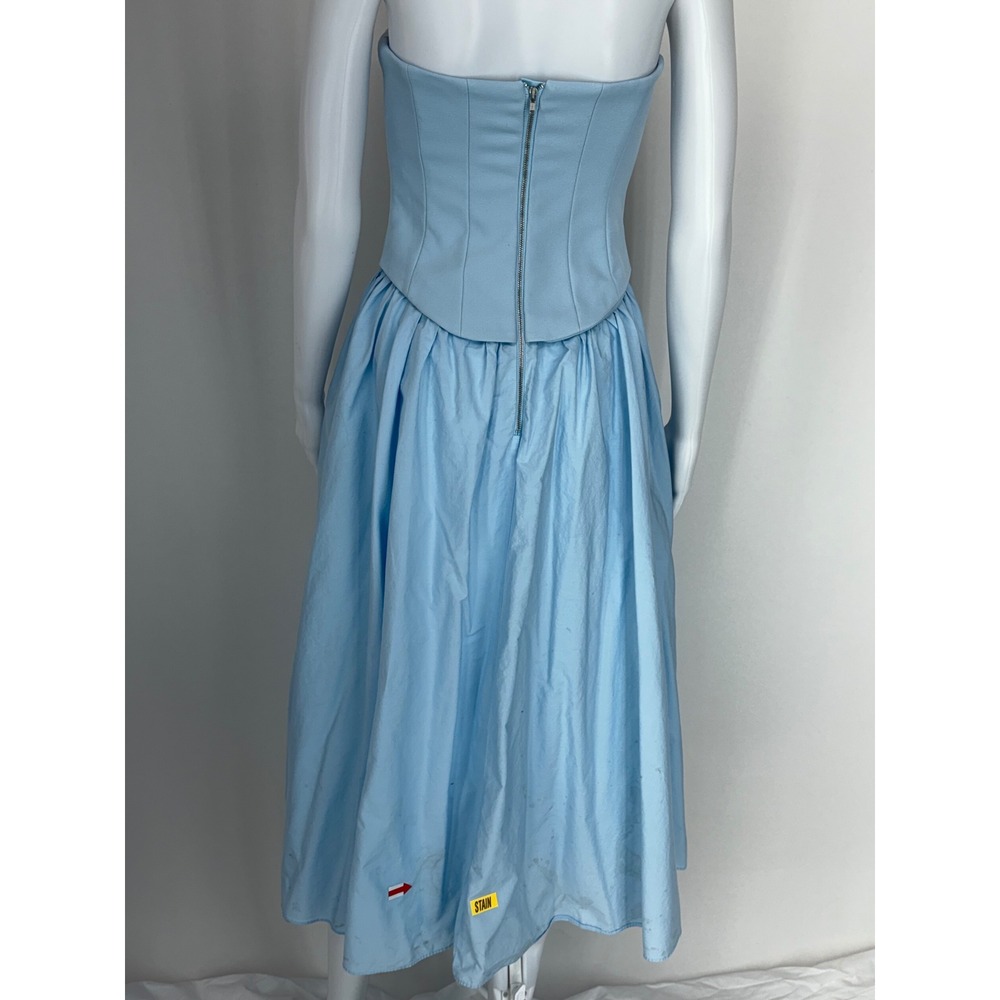 Staud Wells Strapless Corset Midi Dress Light Blue Size 4 - Picture 4 of 9